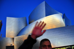 Trying to block my shot of Disney Hall