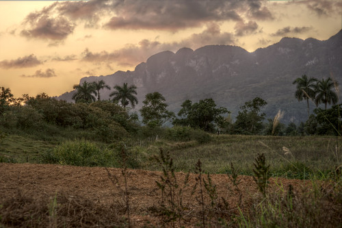 sunset mountain landscape farm cuba vinales hdr tobaco