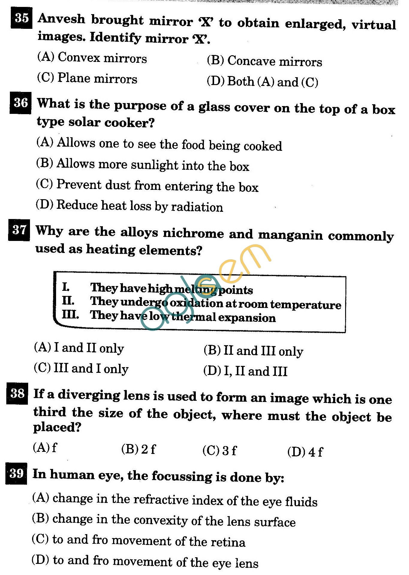 NSTSE 2011 Class X Question Paper with Answers - Physics