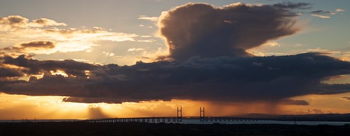 bridge sunset cloud yellow bristol severn