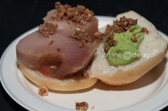 Toast to the Coast/YEW's Albacore tuna burgers, truffle brioche, pear and golden raisin relish, honey aioli, avocado