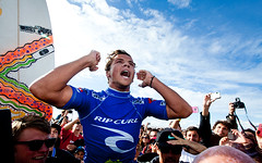 Julian Wilson is ecstatic after hearing that his last wave score earned him the win in the final.