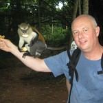 Dave with mona monkeys