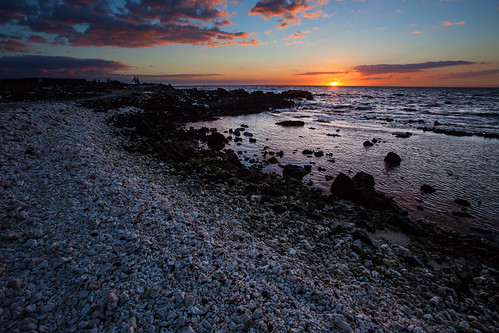 ocean sunset beach water coral rock clouds hawaii evening bigisland volcanic waikoloa hiltonhawaiianvillage