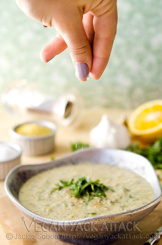 A light, filling creamy 3-in-1 Artichoke Arugula Soup that’s healthy and combines artichoke hearts and arugula! Vegan, Gluten-free