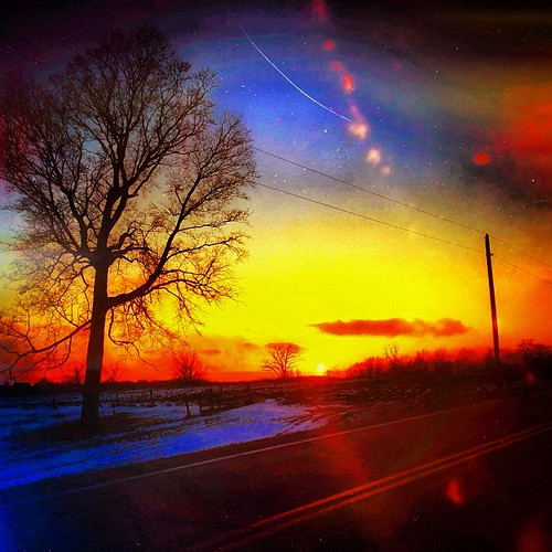 road winter sunset sky snow square squareformat iphoneography instagramapp uploaded:by=instagram foursquare:venue=4cf29c6c7bf3b60caa9d667f