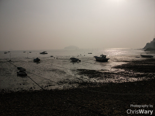 beach fog sunrise island ships korea mudflat muiido