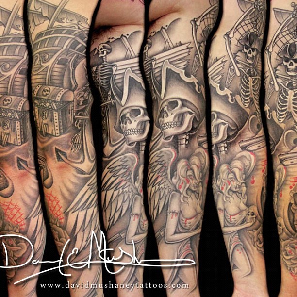 Healed picture of a full sleeve tattoo I did a couple years ago ...