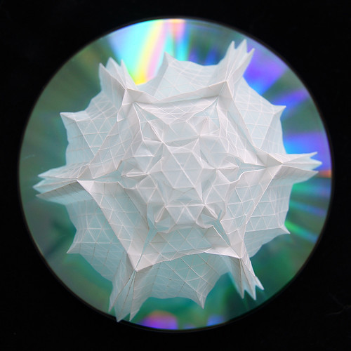 My origami "Ice-flower" variation of origami Tutorial 883 (Lydia Diard)