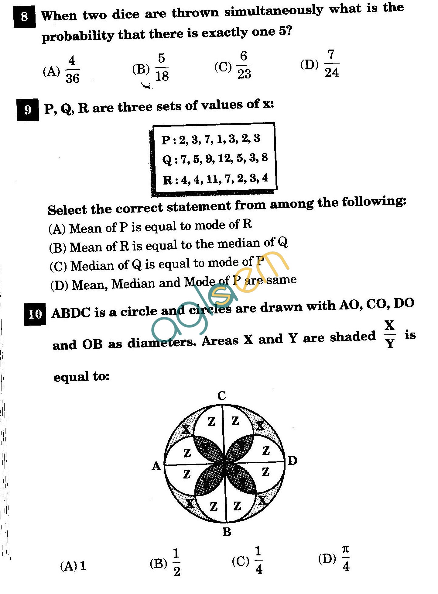 NSTSE 2011 Class X Question Paper with Answers - Mathematics