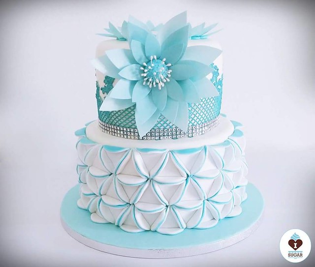 Elegant Blue Cake by Ingrid Fava of I Love Sugar