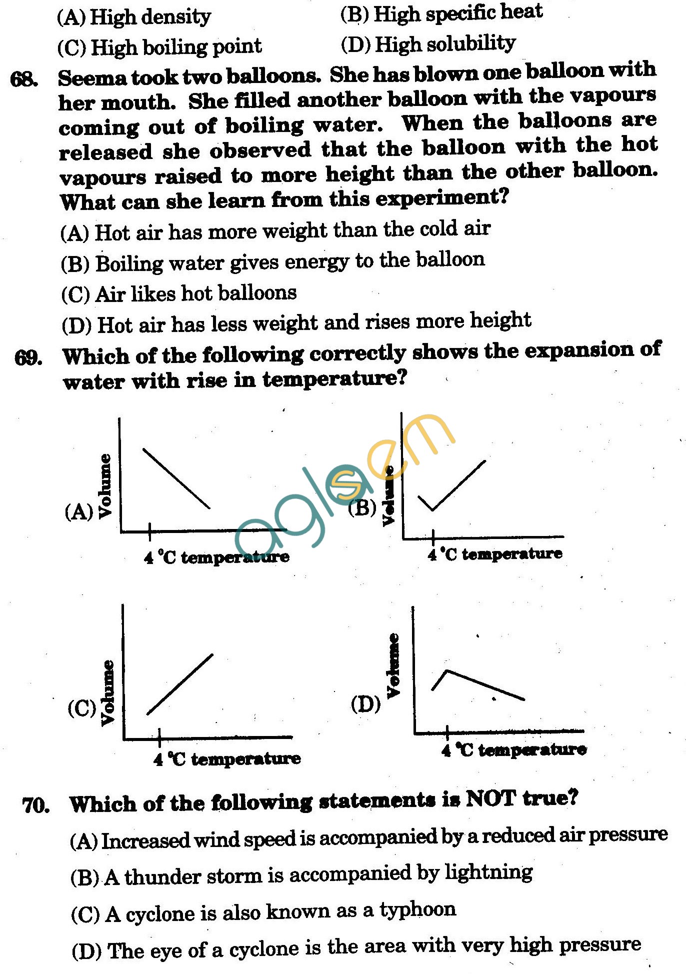 NSTSE 2009 Class VII Question Paper with Answers - Chemistry