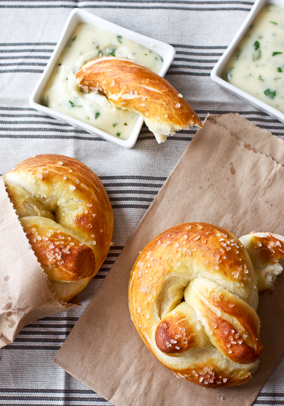 Soft Pretzels with Roasted Jalapeno Cheese Sauce