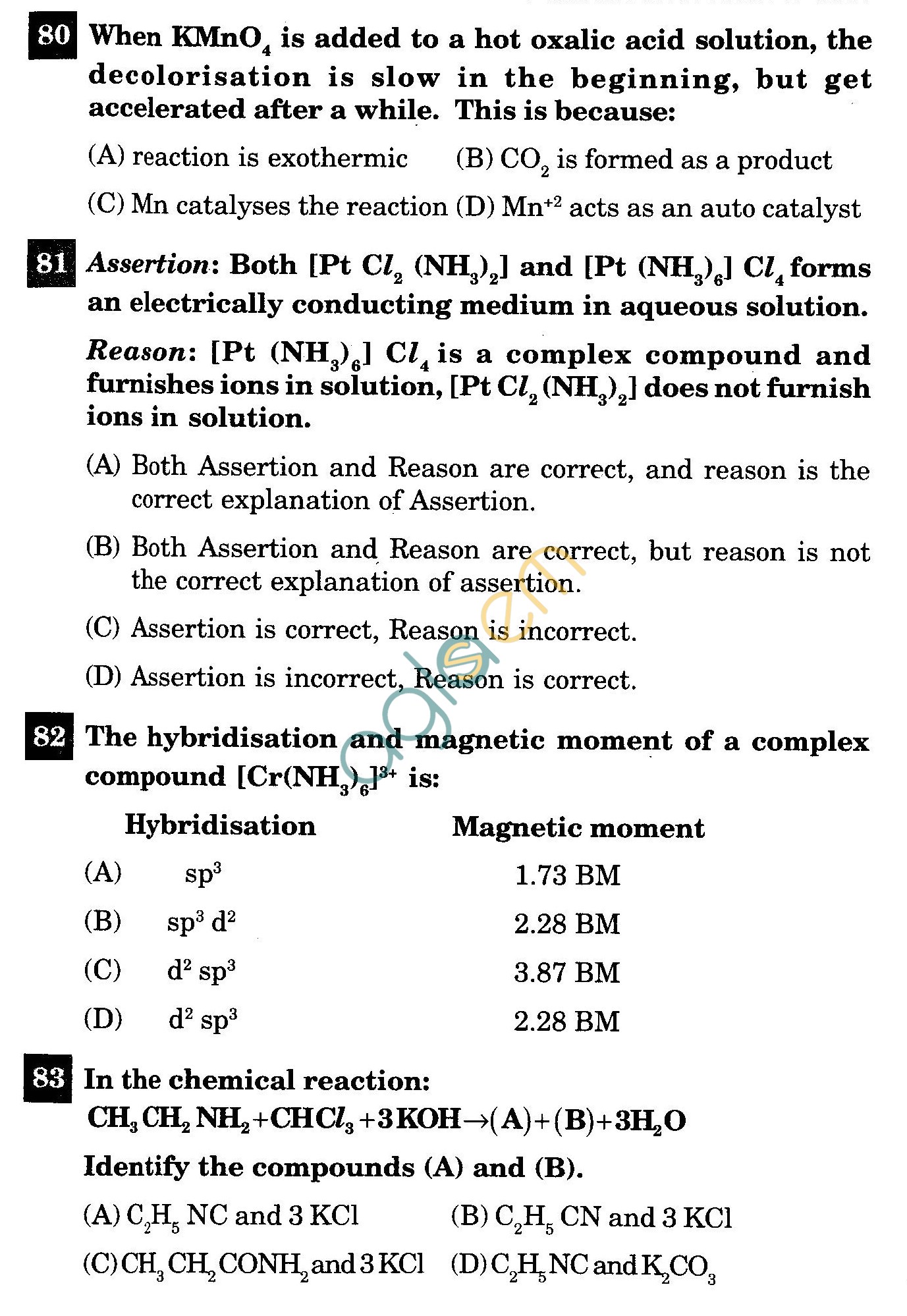NSTSE 2011 Class XII PCB Question Paper with Answers - Chemistry