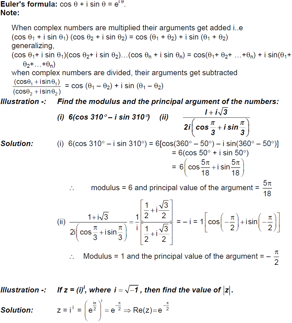 CBSE Class 11 Maths Notes Polar Form Of A Complex Number