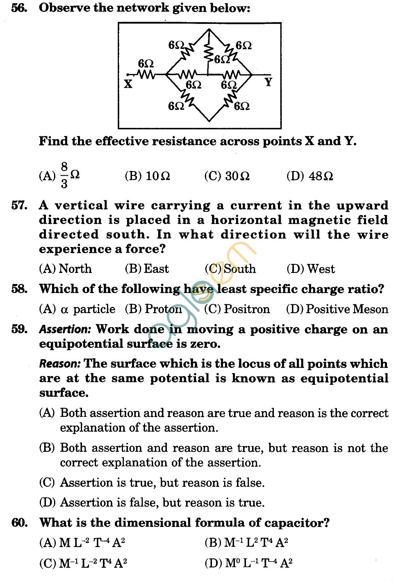 NSTSE 2010 Class XII PCM Question Paper with Answers - Physics