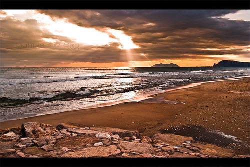 light sunset sea sky beach golden