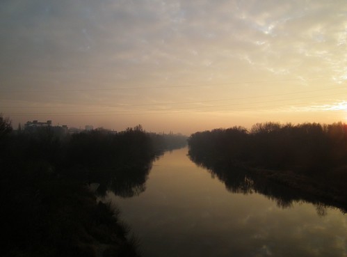 trees sunset water reflections river fisherman poland polska poznań poznan wilda warta