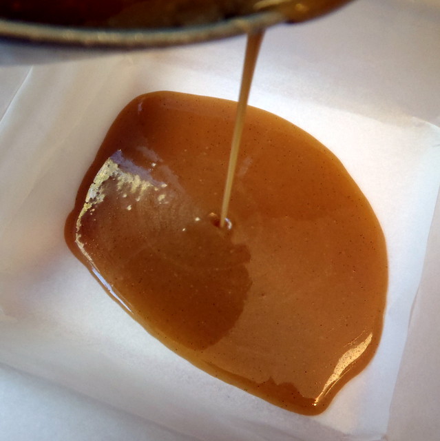 Pouring the caramel
