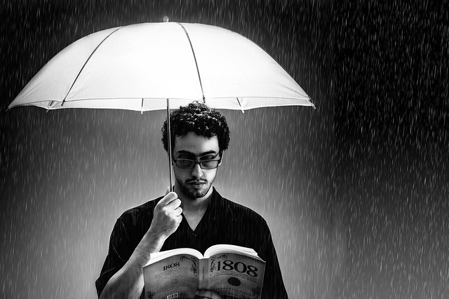 Rain and book