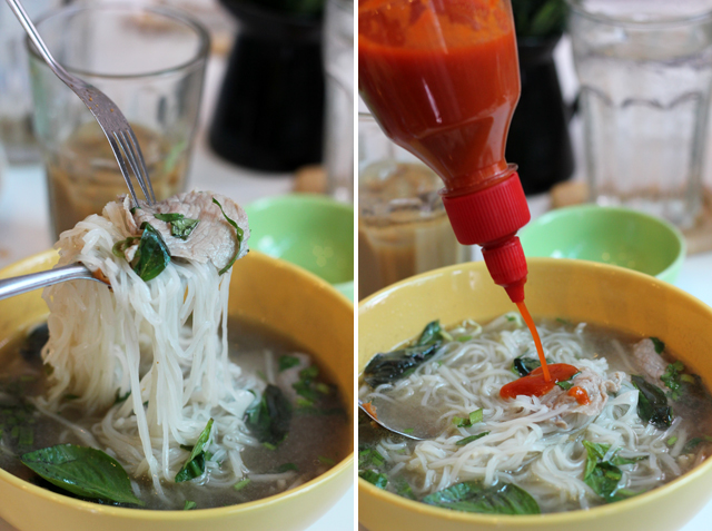 Beef pho noodle soup