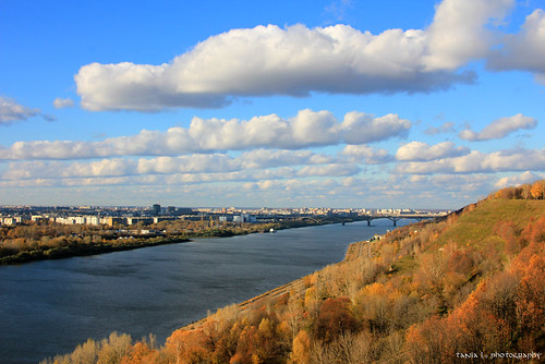 park city autumn trees sky cloud fall clouds river cityscape russia oka nizhnynovgorod riverscape