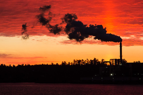 sunrise nb newbrunswick smokestack redsky miramichi miramichiriver