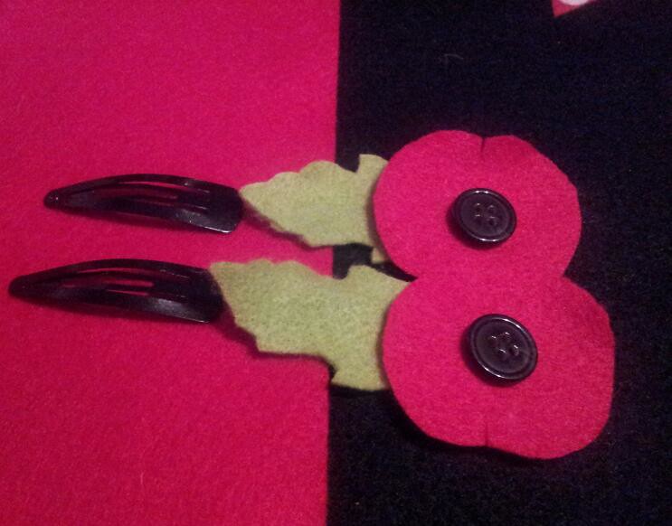 , Remembrance Poppy Hair Clips #NaBloPoMo Day 7