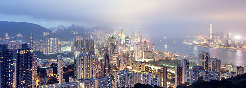 city blue panorama night twilight asia view hill hong kong hour lai tak braemar tsuen