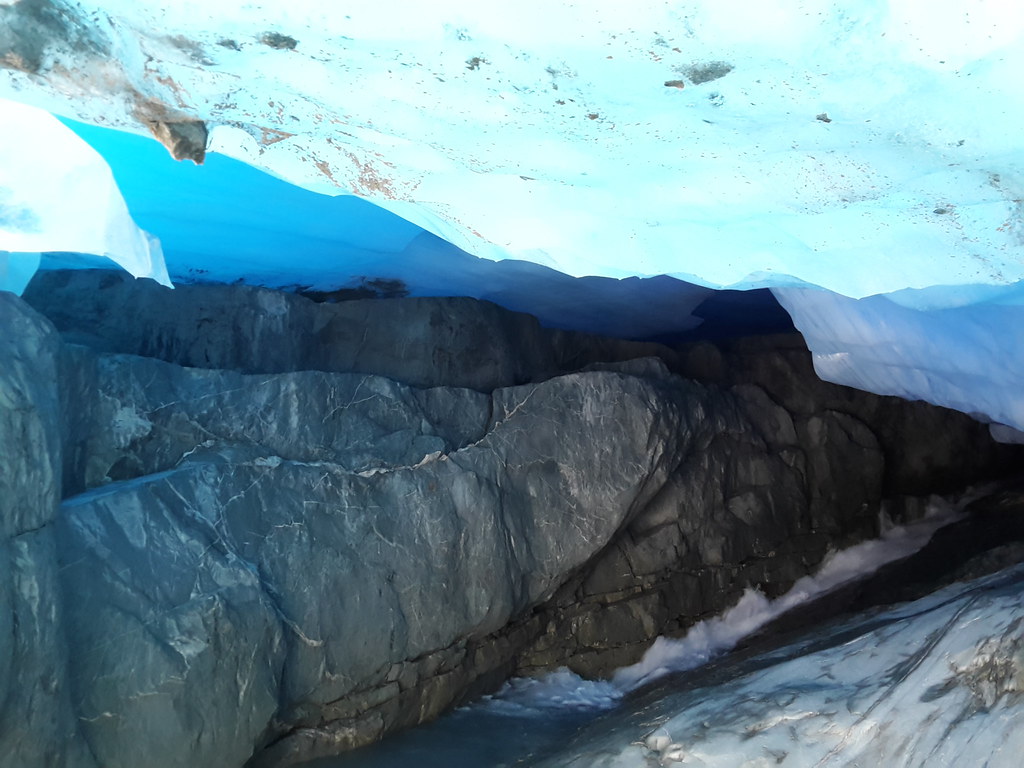 Ice-blue glacier light