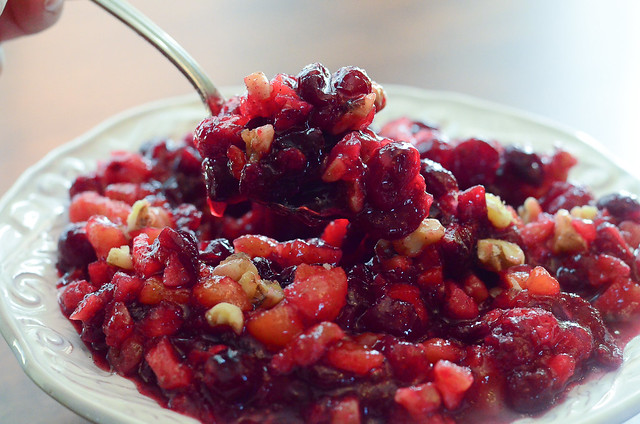 Cranberry Apricot Chutney served in a bowl.