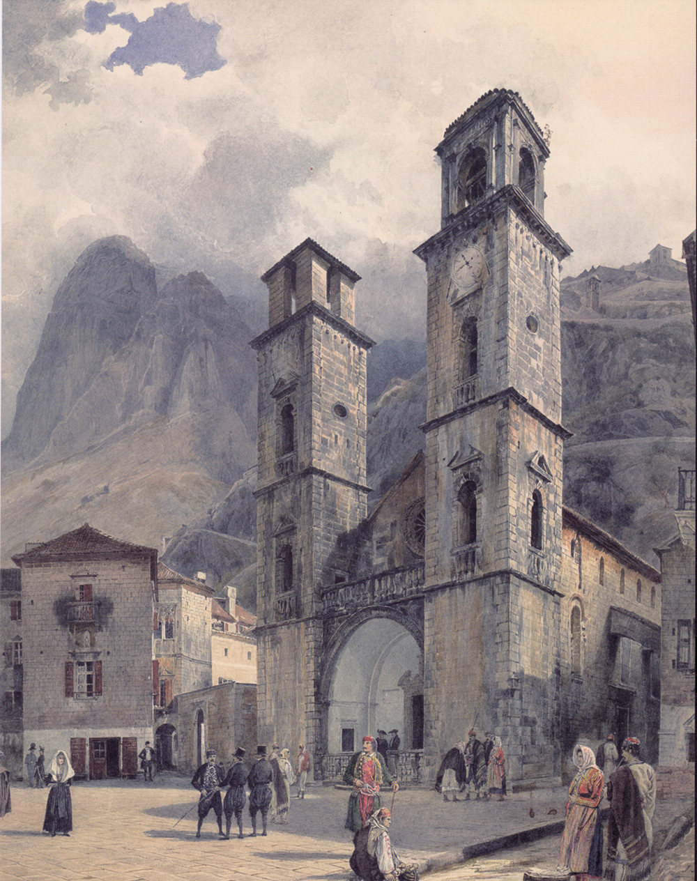 The Cathedral Square in Cattaro by Rudolf von Alt, 1841