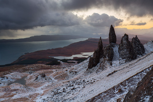 winter snow skye sunrise landscape island scotland isleofskye scottish stormy bleak oldmanofstorr