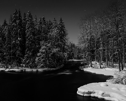 winter bw moon nature water night landscapes sweden