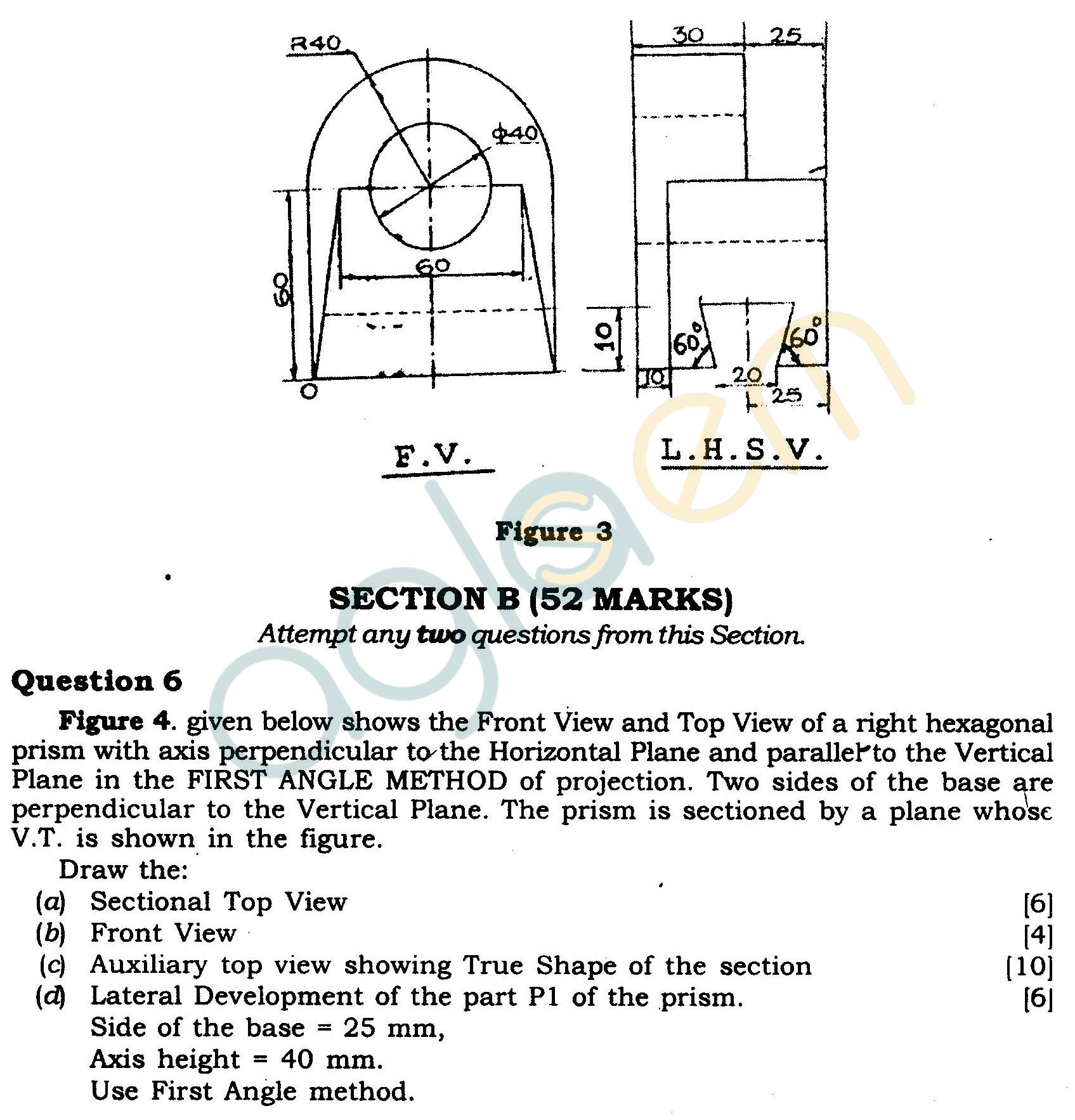 ICSE Class X Exam Question Papers 2012 Technical Drawing Applications