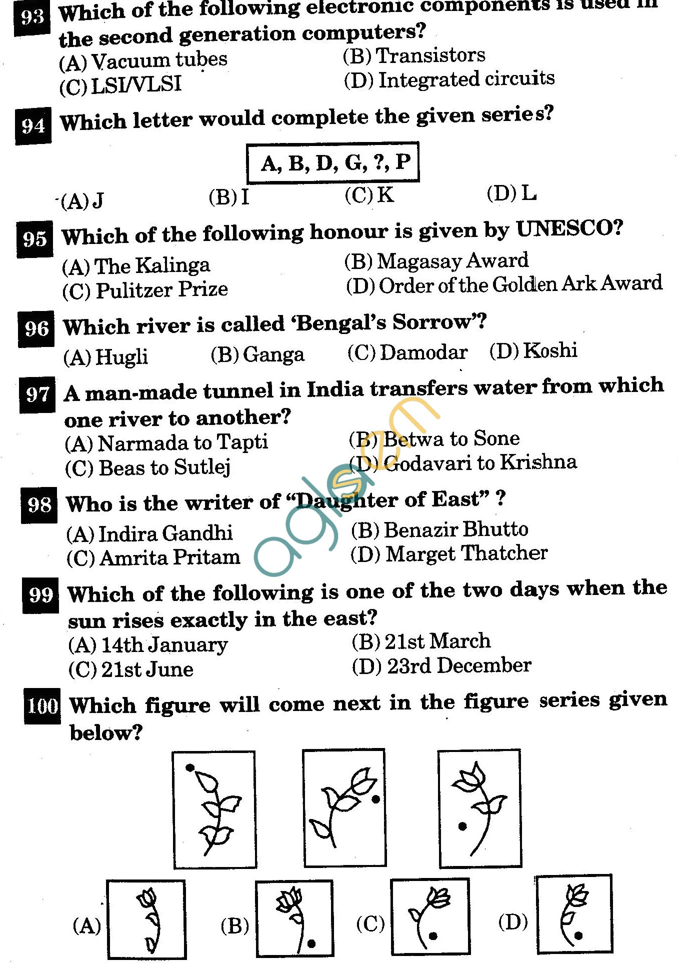 NSTSE 2011 Class XI PCB Question Paper with Answers - General Knowledge
