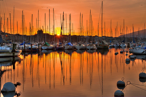 sunset sky lake mountains reflection boats switzerland geneva shore yachts