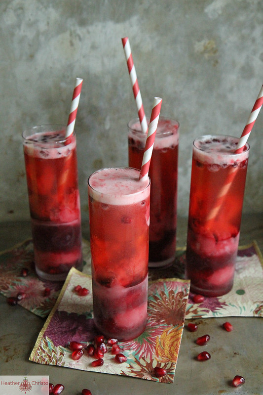 Raspberry Pomegranate Champagne Cocktail