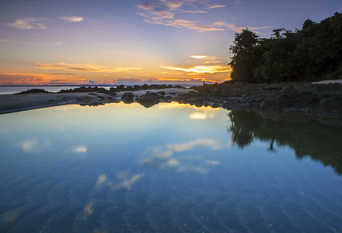 blue sunset sea sky cloud reflection beach landscape seaside sabah tawau tinagat