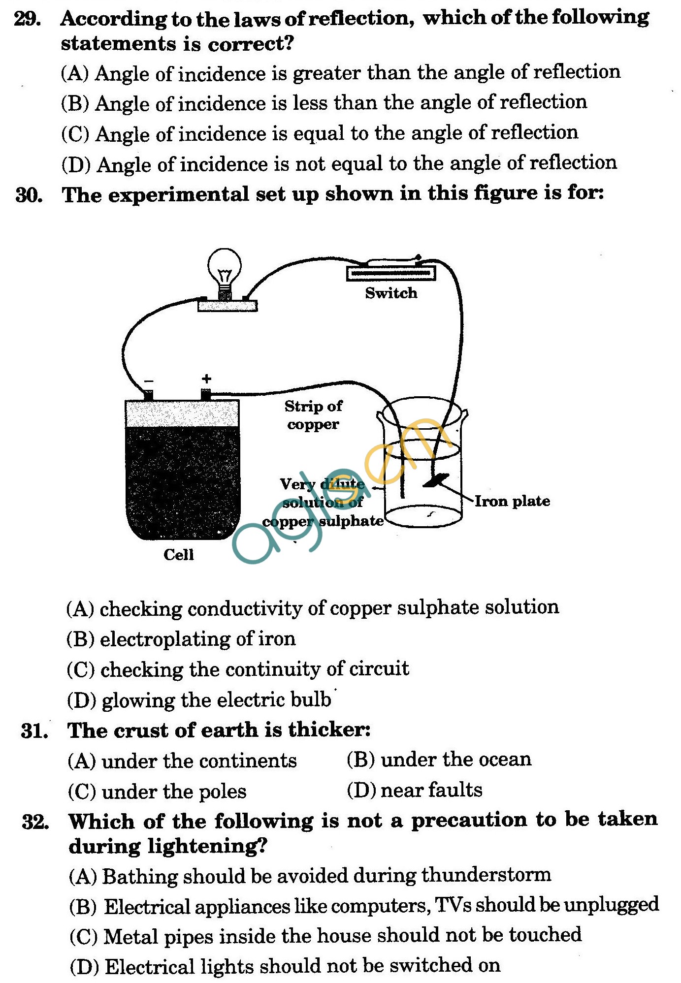 NSTSE 2009 Class VIII Question Paper with Answers - Physics
