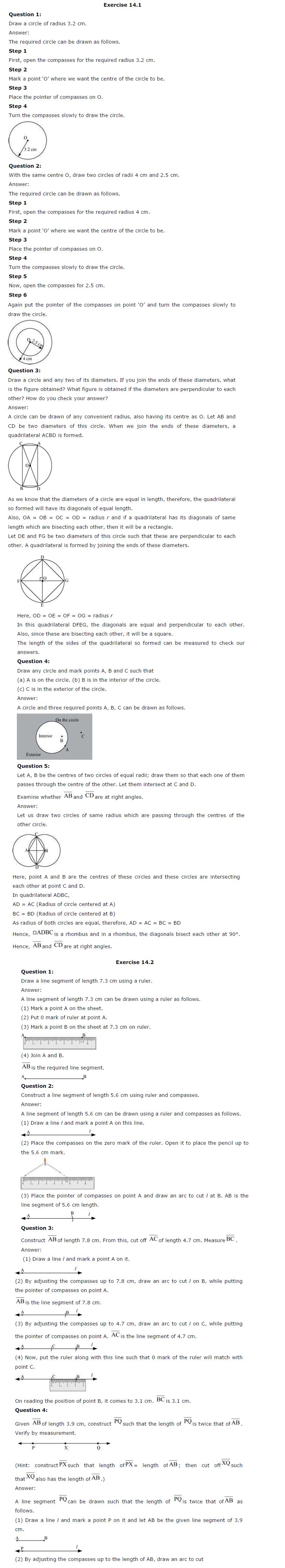 NCERT Solutions For Class 6 Maths Chapter 14 Practical Geometry PDF Download