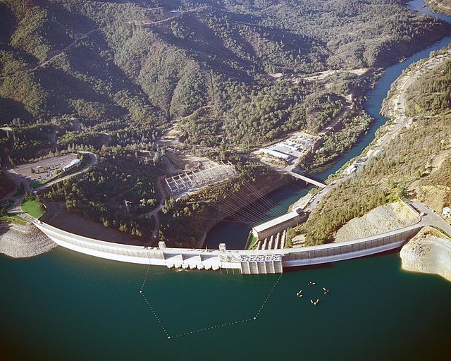 aerial photo of Shasta Dam