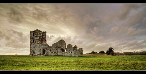 england sky cloud church clouds landscape religious countryside ruins dorset placesofworship remains neolithic relic westcountry earthworks religiousarchitecture knowltonrings 12thcenturychurch knowltoncircles ancientearthwork