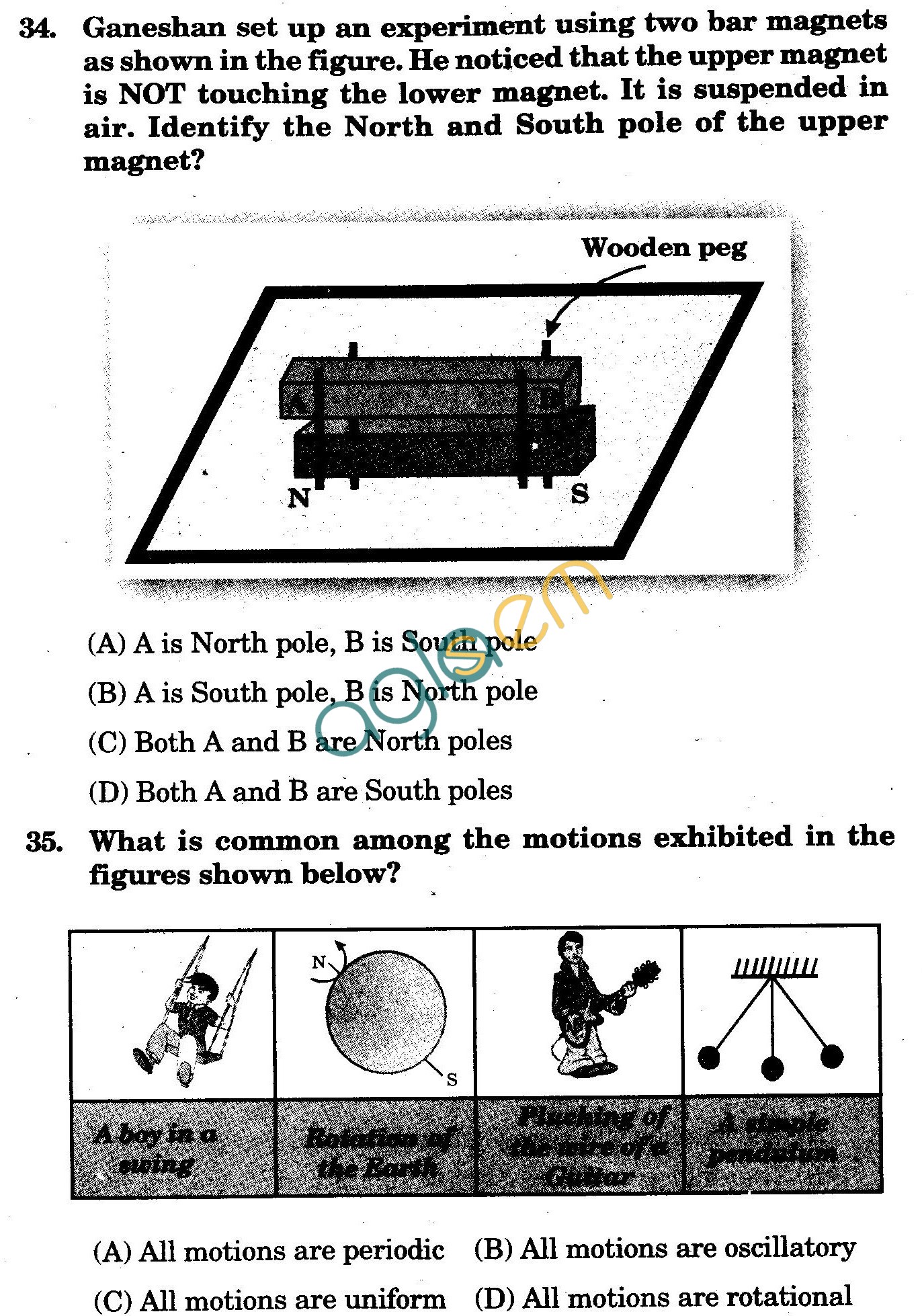 NSTSE 2009 Class VI Question Paper with Answers - Physics