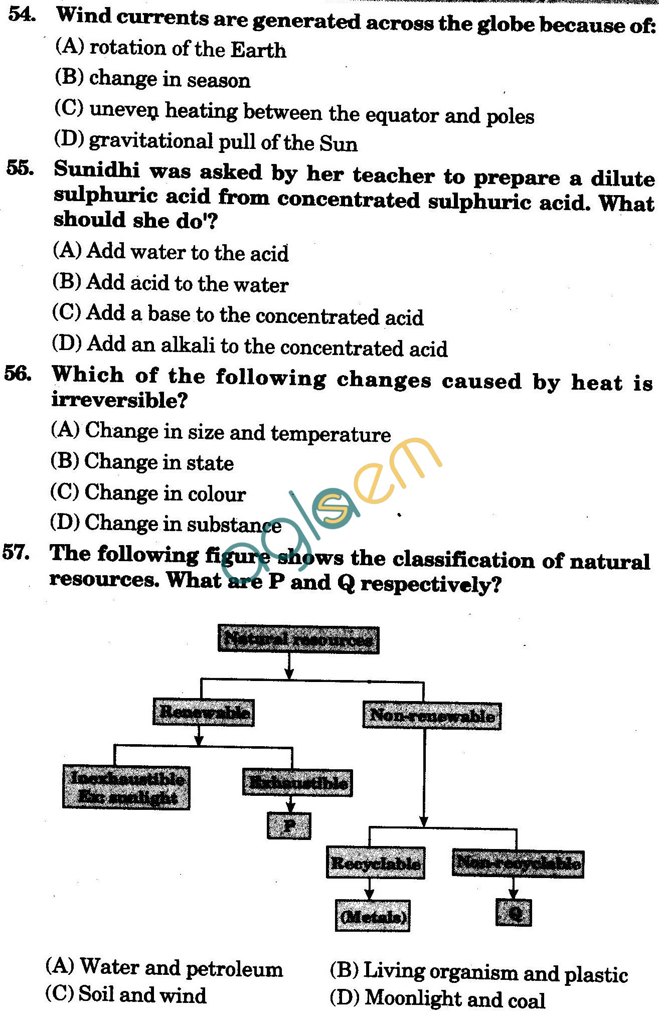 NSTSE 2009 Class VII Question Paper with Answers - Chemistry