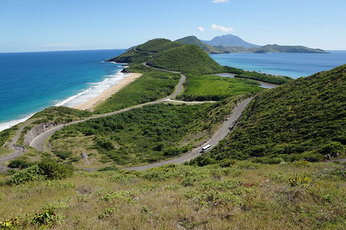 ocean road trees sea beach island sand path sony horizon atlantic views caribbean alpha stkitts panarama a77