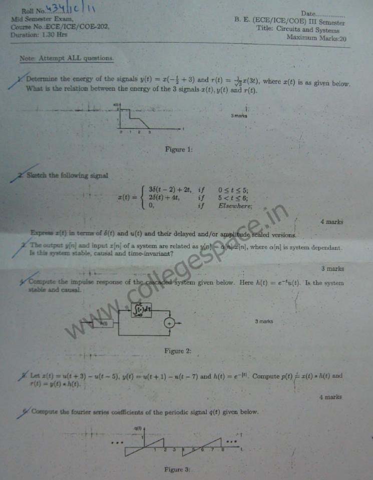 NSIT Question Papers 2012  3 Semester - Mid Sem - ECE-ICE-COE-202
