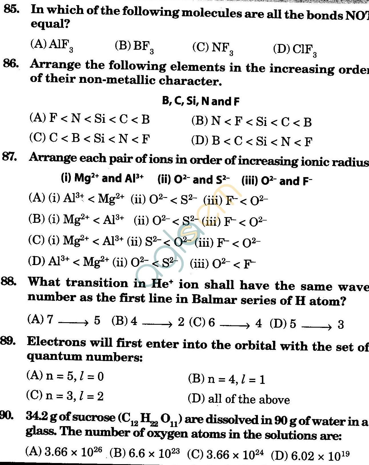 NSTSE 2009 Class XI PCM Question Paper with Answers - Chemistry