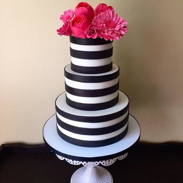 Cake with Black Stripes by Cake Beautiful LLC