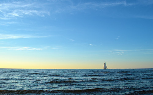 sunset sea evening waves yacht bluesky baltic jurmala gulfofriga dzintari